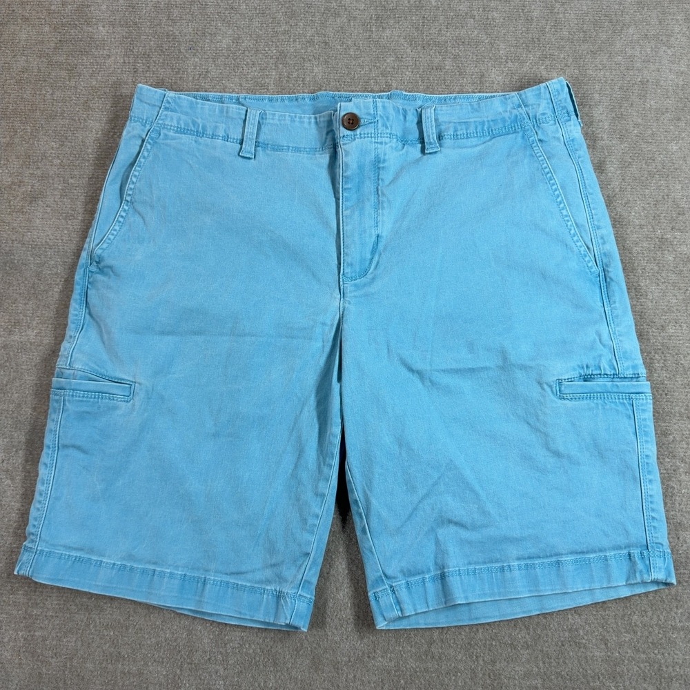Tommy Bahama Boracay Cargo Shorts Mens Sz 35 Blue Flat Front Stretch
